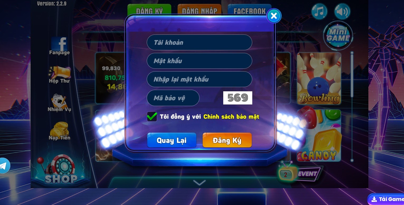 giao diện đăng ký game bài zamba68 đẹp mắt