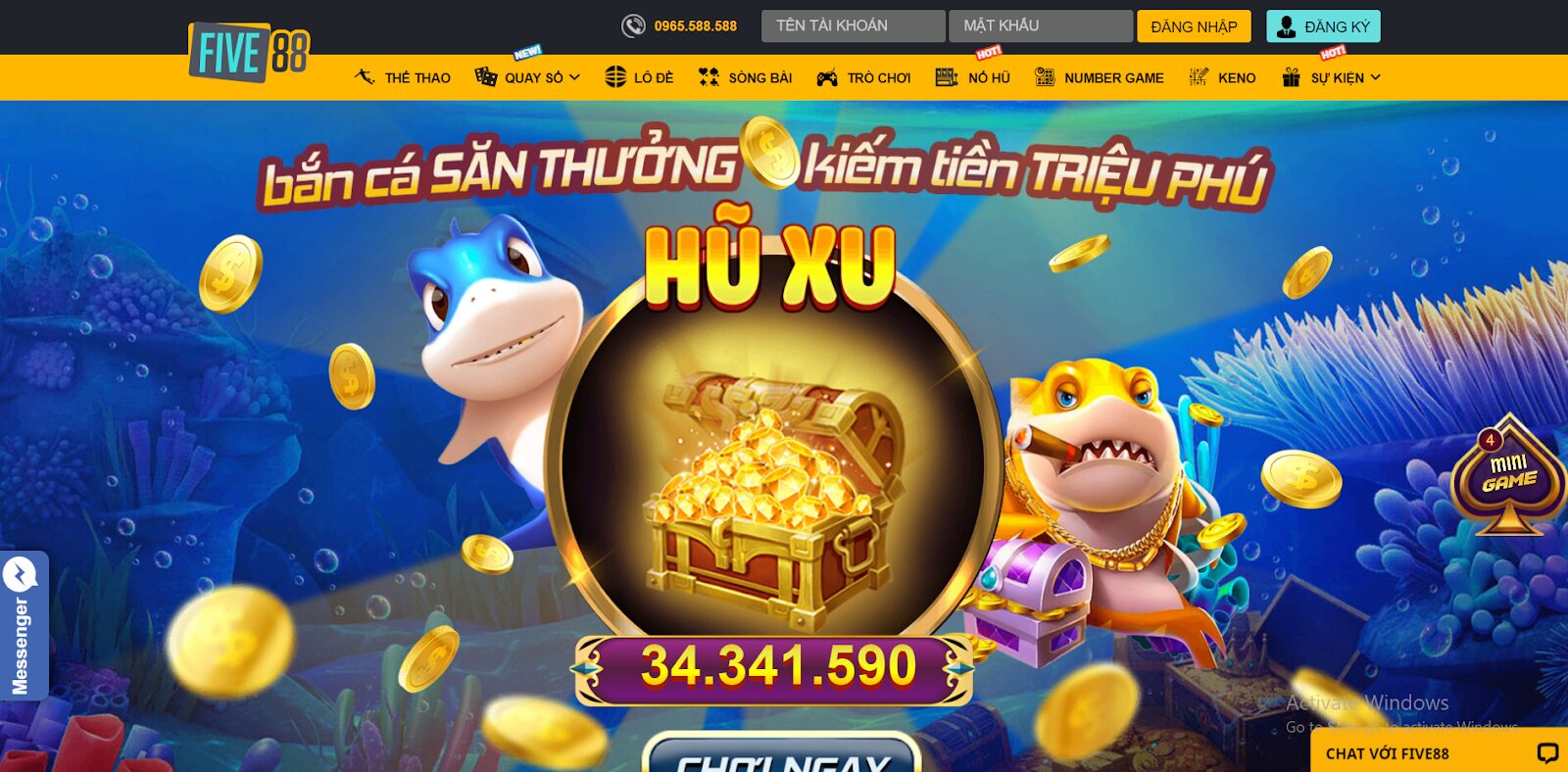 Giao diện game bắn cá Five88 đỉnh cao và chất lượng