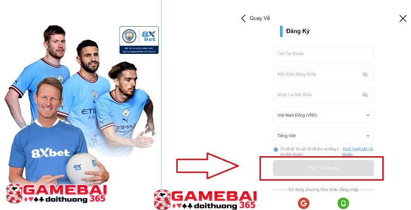 Quy trình đăng ký tài khoản 8xBet chuẩn xác nhất