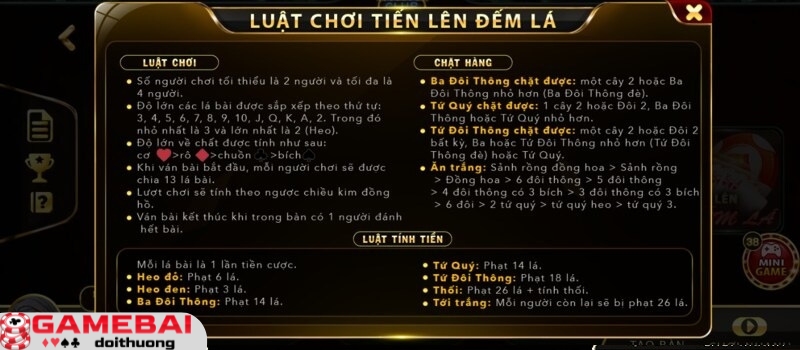 Những tổ hợp quân bài khi chơi Tiến Lên Đếm Lá Go88